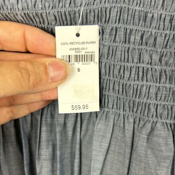 Gap Women’s S Blue Lightweight Boho Ruffle Collar Long Sleeve Blouse NWT - Picture 4 of 7